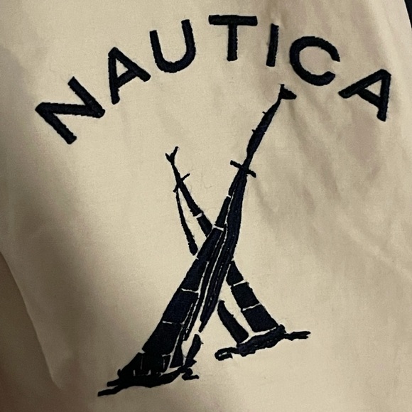 Men’s XL NAUTICA Rain Jacket Cream w/Navy Blue - Picture 6 of 6